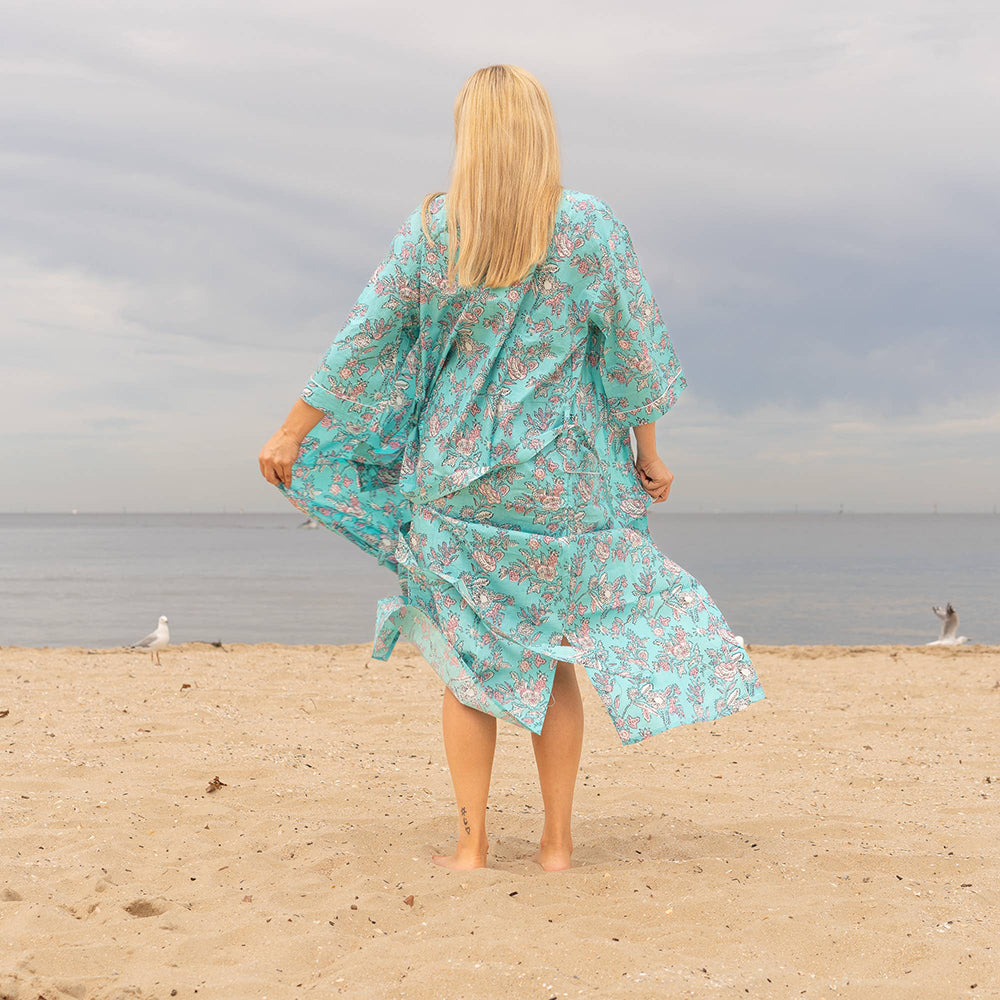 FRIDA BLUES' Women's Cotton Kimono Robe