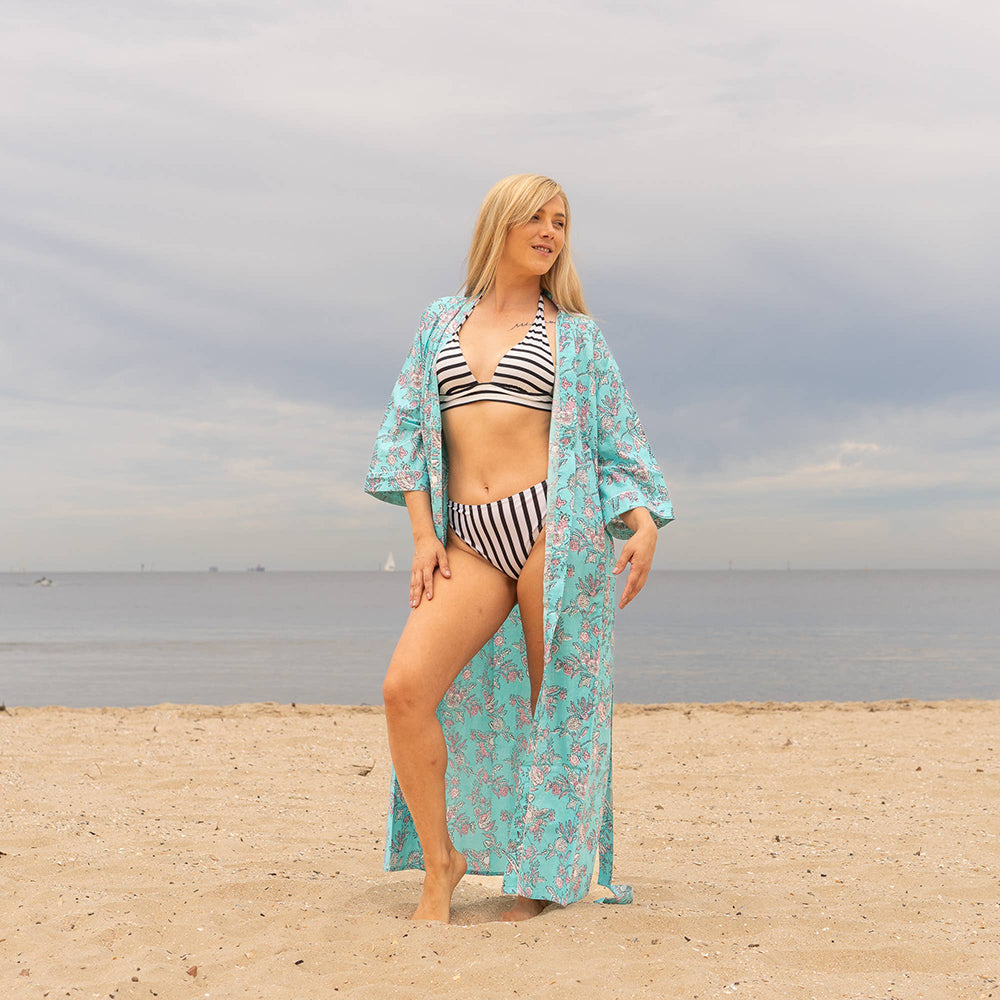 FRIDA BLUES' Women's Cotton Kimono Robe