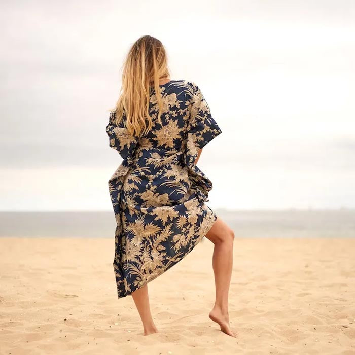 Cotton Kaftan Kimono Cardigan Floral Double Process Summer Clothing Comfy Maternity Wear Mothers Day Gift Valentine Gift For Her Blue