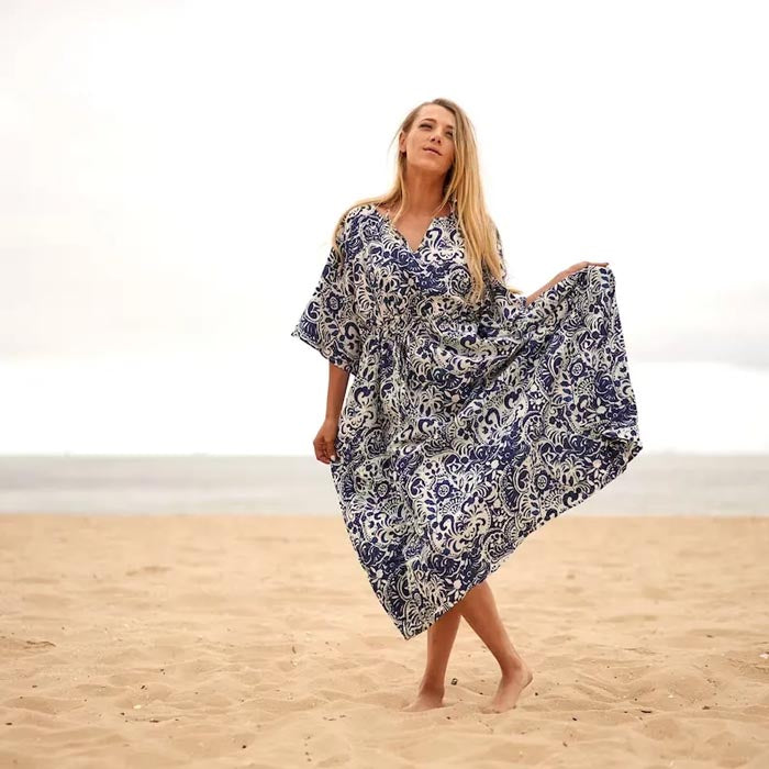 Cotton Kaftan Kimono Cardigan Summer Clothing Maternity Wear Valentine GiftChristmas Gift for her Navy