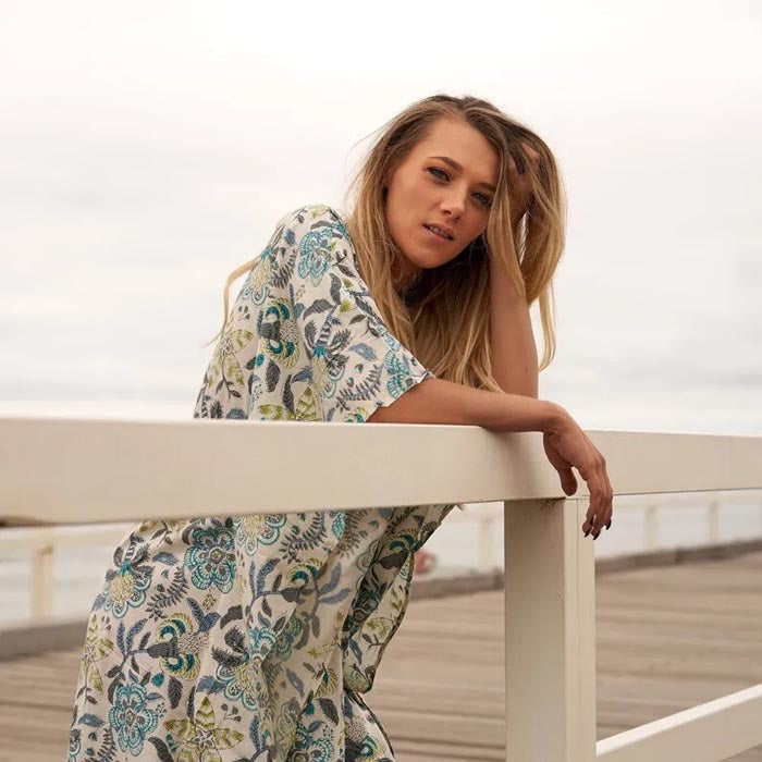 Cotton Kaftan Kimono Caridgan Summer Clothing Mother's Day Gift Maternity Gown Floral Christmas Gift for her Blue and White