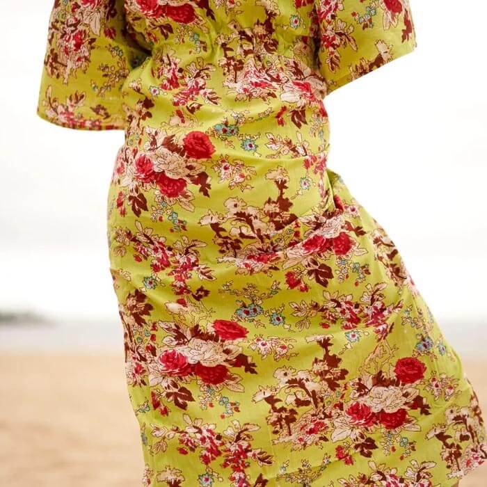 Cotton Kaftan Kimono Caridgan Summer Clothing Valentine Mother's Day Gift Maternity Wear Christmas Gift for her Floral Greens