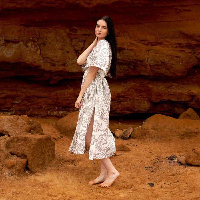 Cotton Kaftan Kimono Caridgan Summer Clothing Valentine Mother's Day Gift Maxi Dress Maternity Wear Christmas Gift for her Off White