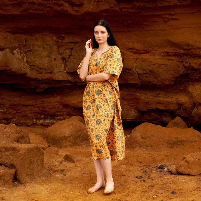 Cotton Kaftan Kimono Caridgan Summer Clothing Valentine Mother's Day Gift Maxi Dress Maternity Wear Christmas Gift for her Yellow