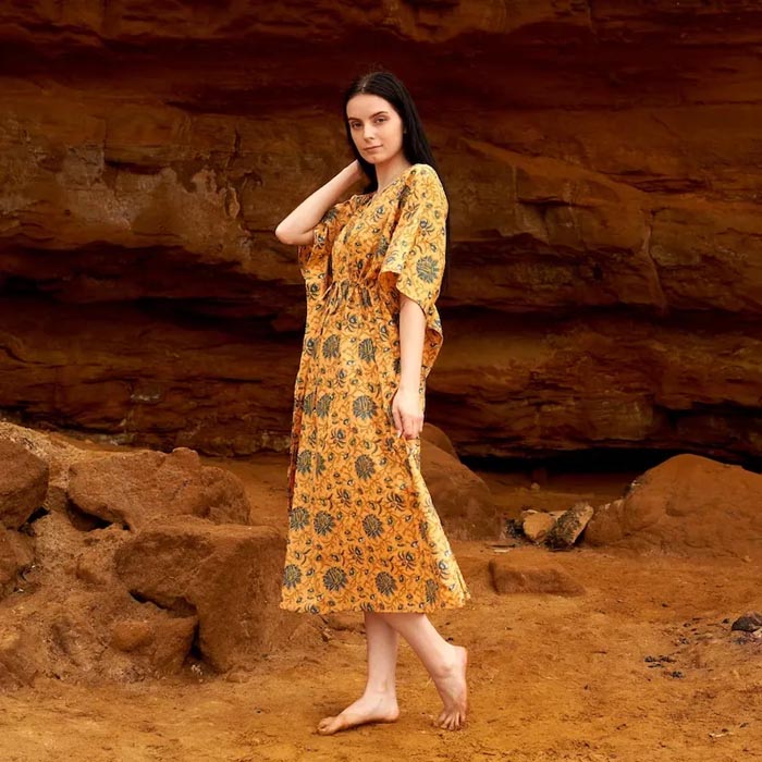 Cotton Kaftan Kimono Caridgan Summer Clothing Valentine Mother's Day Gift Maxi Dress Maternity Wear Christmas Gift for her Yellow