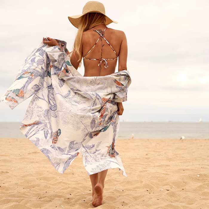 Linen Connections Cotton Kimono Bathrobe Frida Valentines Day GiftBird Bathrobe Turkish Bathrobe Cardigan Nightwear Dressing Gown CK132 Purple Owl