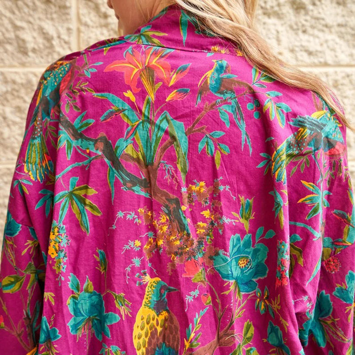 Linen Connections Cotton Kimono Bathrobe Frida Valentines Day GiftBird Bathrobe Turkish Bathrobe Cardigan Nightwear Dressing Gown CK170 Beach Pink Robe