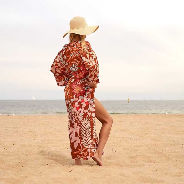 Linen Connections Frida Cotton Kimono Bathrobe Valentines Day Gift Turkish Cardigan Nightwear Dressing Gown Beach Bikini Summer CK97