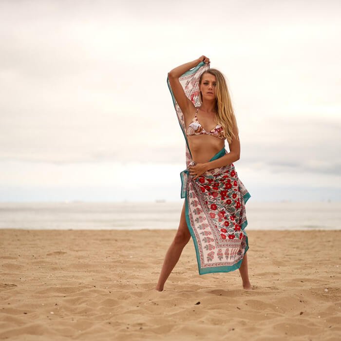 Cotton Sarong| Block Print Sarong Pareo| Cotton Boho Scarf| Neck Head Wrap|Beach Sarong| Gift for her|Mothers Day Valentines Birthday Summer CS09
