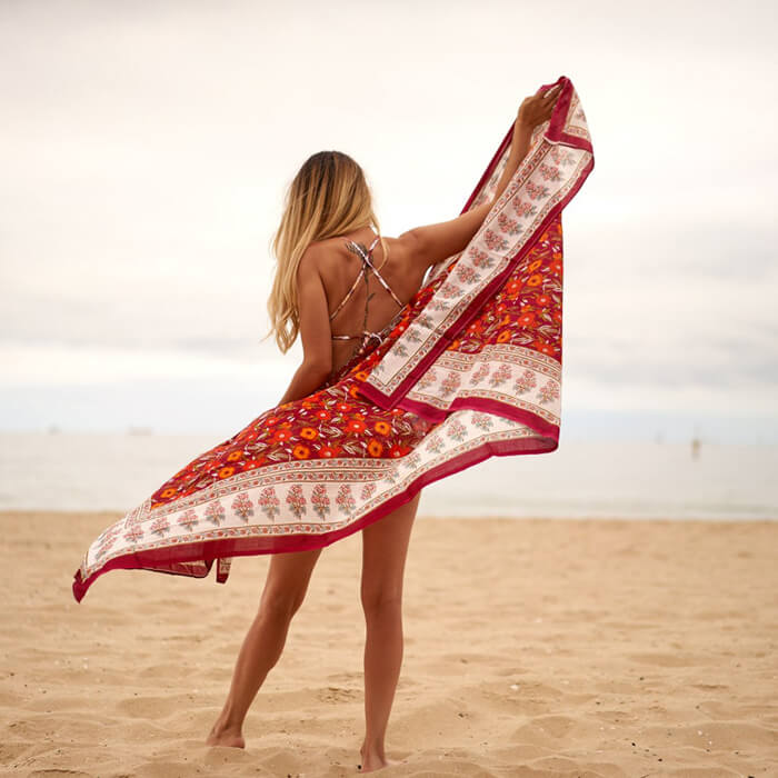 Cotton Sarong| Block Print Sarong Pareo| Cotton Boho Scarf| Neck Head Wrap|Beach Sarong| Gift for her|Mothers Day Valentines Birthday Summer CS11