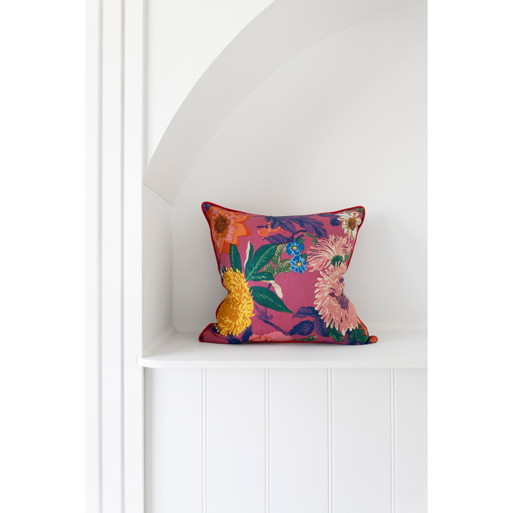 Mexican Painter Pillow Case, Frida Floral Cushion, Mexican Cushion -PINK ANTHRO FLORAL