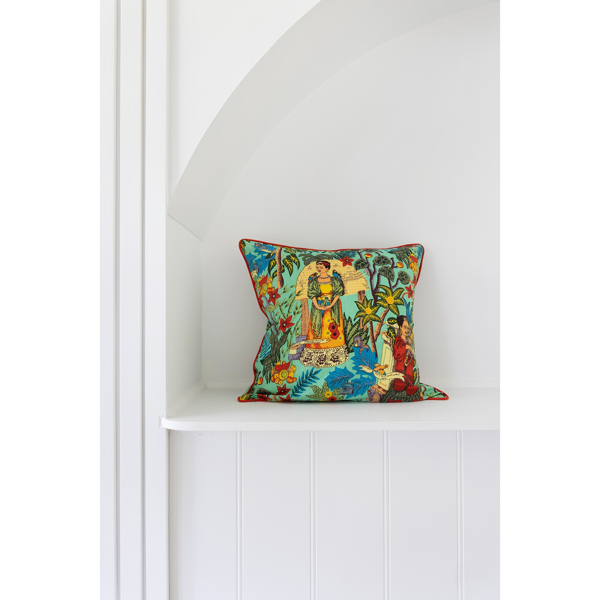 Mexican Painter Pillow Case, Frida Floral Decorative Cushion, Mexican Painter Art Garden Country - FRIDA GREEN