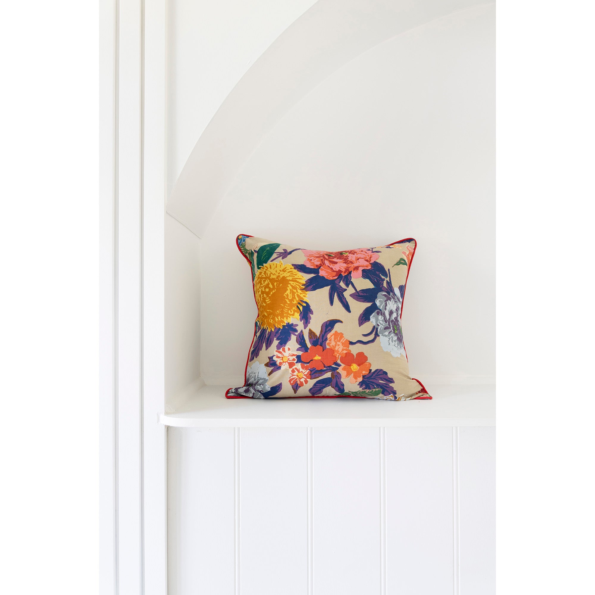 Mexican Painter Pillow Case, Frida Floral Decorative Cushion, Mexican Painter Art Garden Country - Beige Anthro Floral