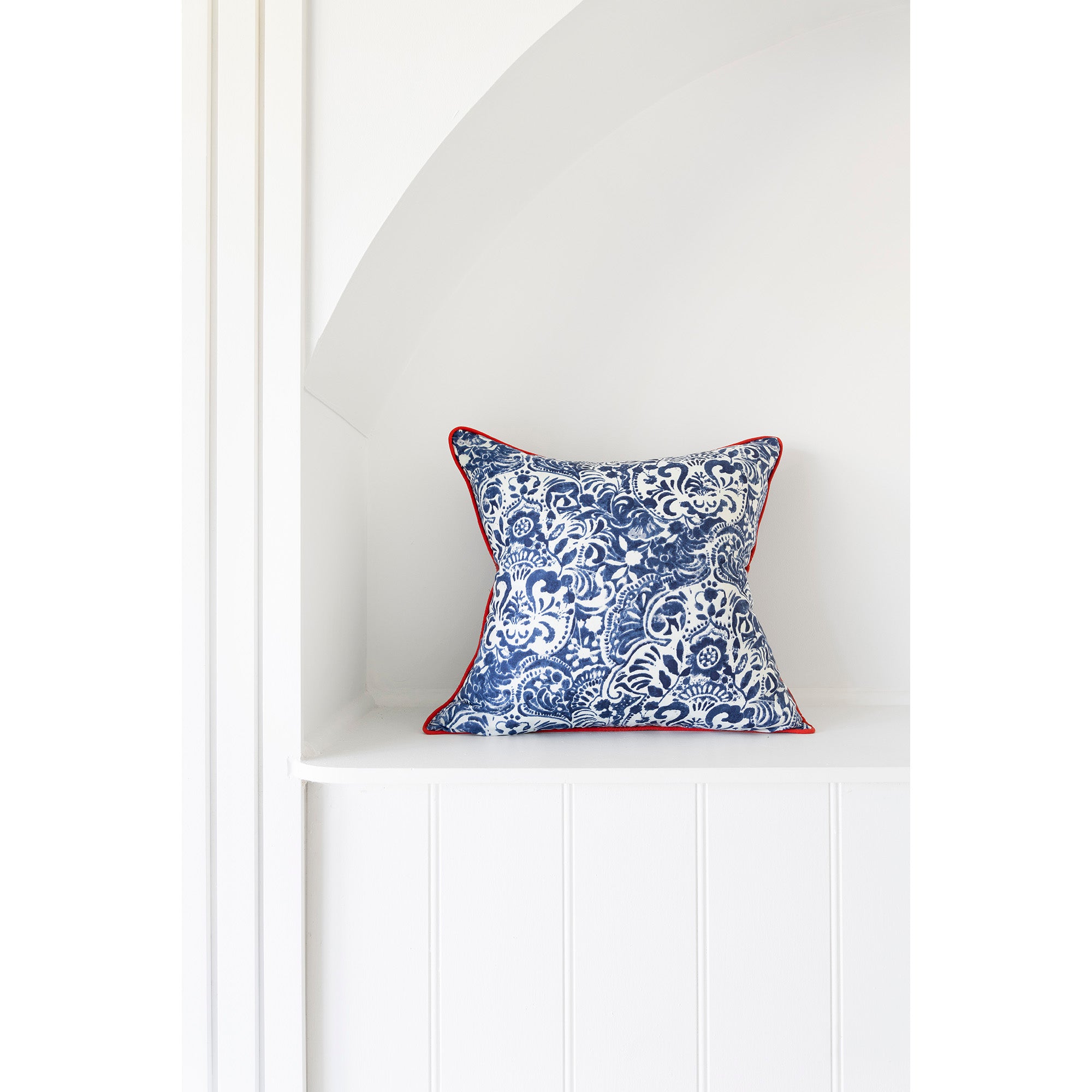 Mexican Painter Pillow Case, Frida Floral Decorative Cushion, Mexican Painter Art Garden Country - Block Print Blue