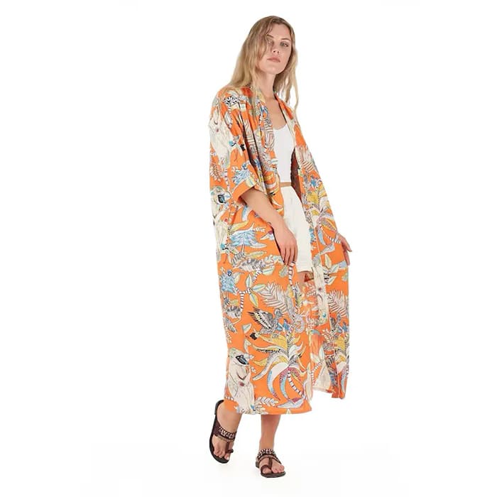 Linen Connections Frida Cotton Kimono Bathrobe Valentines Day Gift Turkish Cardigan Nightwear Dressing Gown Beach Bikini Summer CK04