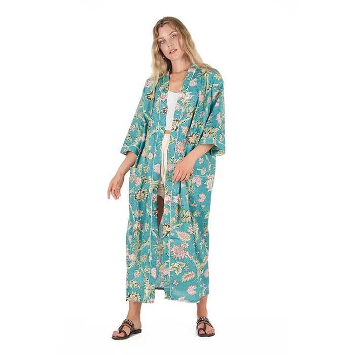 Linen Connections Frida Cotton Kimono Bathrobe Valentines Day Gift Turkish Cardigan Nightwear Dressing Gown Beach Bikini Summer CK05