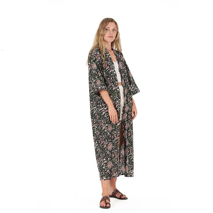 Linen Connections Frida Cotton Kimono Bathrobe Valentines Day Gift Turkish Cardigan Nightwear Dressing Gown Beach Bikini Summer CK09