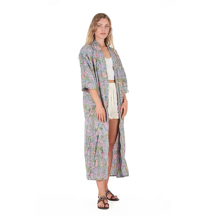 Linen Connections Frida Cotton Kimono Bathrobe Valentines Day Gift Turkish Cardigan Nightwear Dressing Gown Beach Bikini Summer CK10
