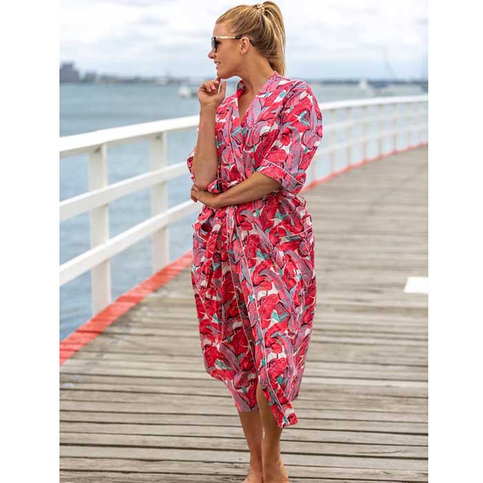 Linen Connections Frida Cotton Kimono Bathrobe Valentines Day Gift Turkish Cardigan Nightwear Dressing Gown Beach Bikini Summer CK104