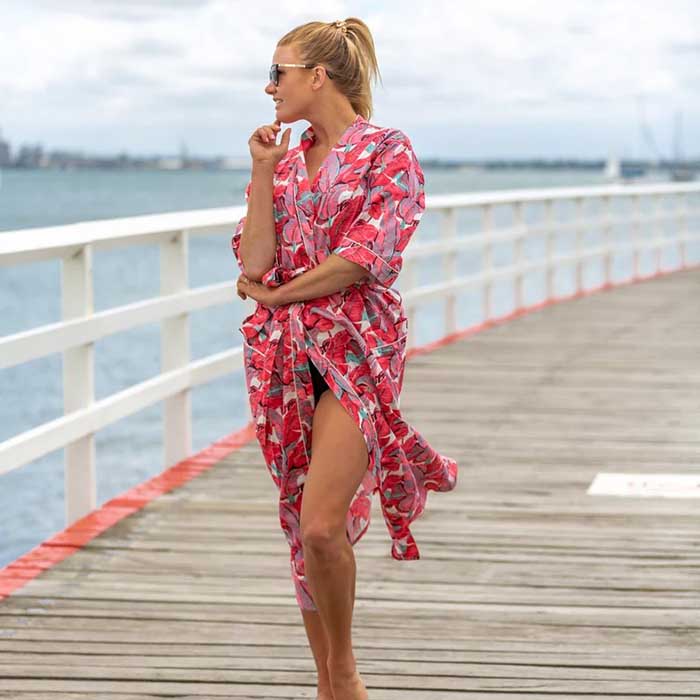 Linen Connections Frida Cotton Kimono Bathrobe Valentines Day Gift Turkish Cardigan Nightwear Dressing Gown Beach Bikini Summer CK104