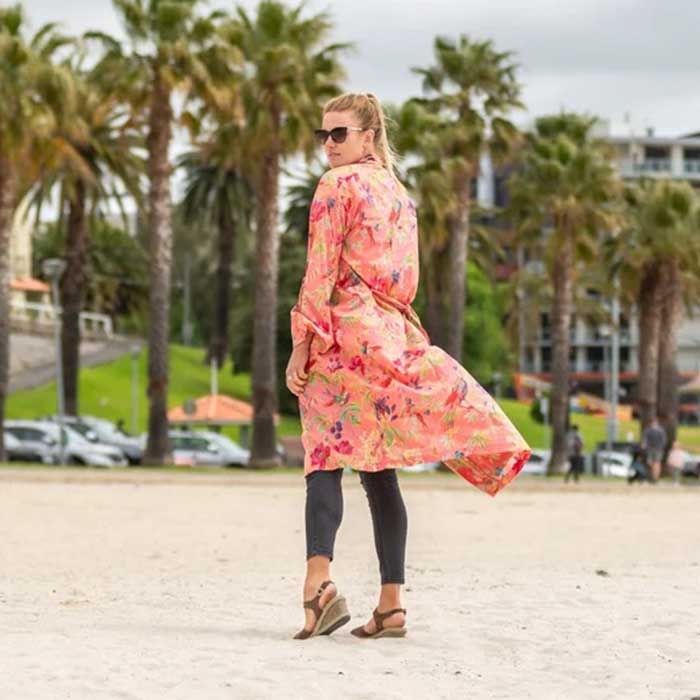 Linen Connections Frida Cotton Kimono Bathrobe Valentines Day Gift Turkish Cardigan Nightwear Dressing Gown Beach Bikini Summer CK108