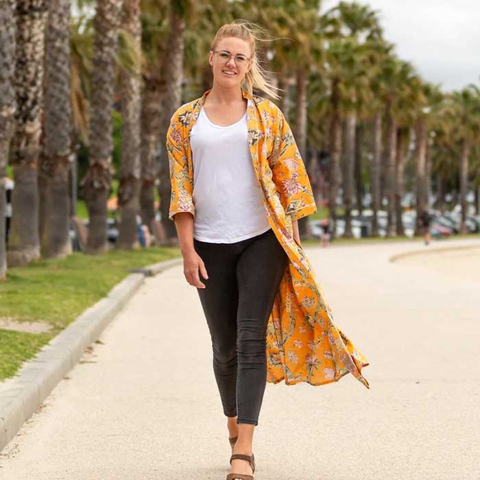 Linen Connections Frida Cotton Kimono Bathrobe Valentines Day Gift Turkish Cardigan Nightwear Dressing Gown Beach Bikini Summer CK109