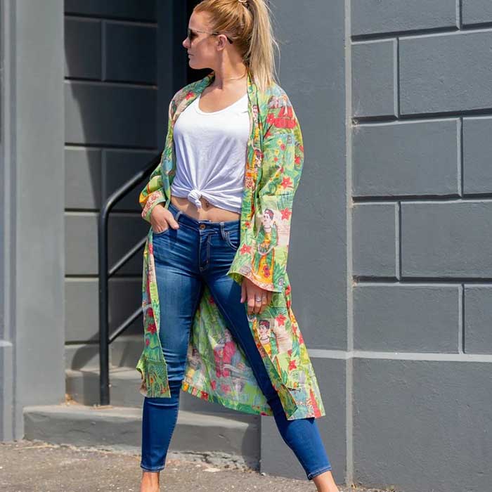 Linen Connections Frida Cotton Kimono Bathrobe Valentines Day Gift Turkish Cardigan Nightwear Dressing Gown Beach Bikini Summer CK112