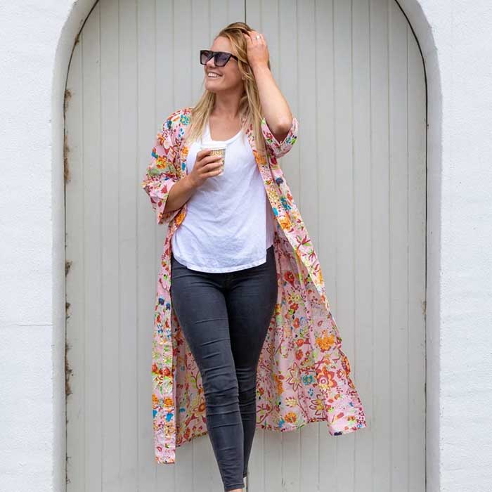 Linen Connections Frida Cotton Kimono Bathrobe Valentines Day Gift Turkish Cardigan Nightwear Dressing Gown Beach Bikini Summer CK114