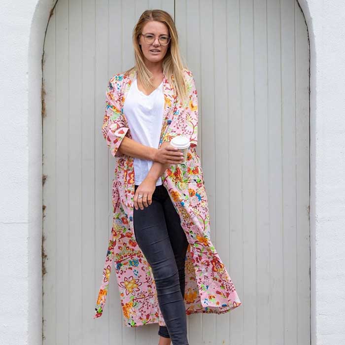 Linen Connections Frida Cotton Kimono Bathrobe Valentines Day Gift Turkish Cardigan Nightwear Dressing Gown Beach Bikini Summer CK114