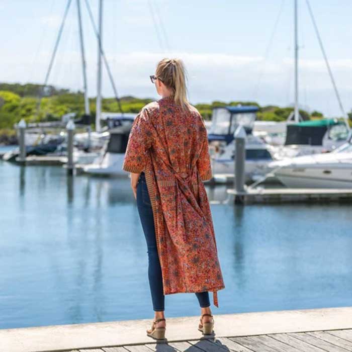 Linen Connections Frida Cotton Kimono Bathrobe Valentines Day Gift Turkish Cardigan Nightwear Dressing Gown Beach Bikini Summer CK122