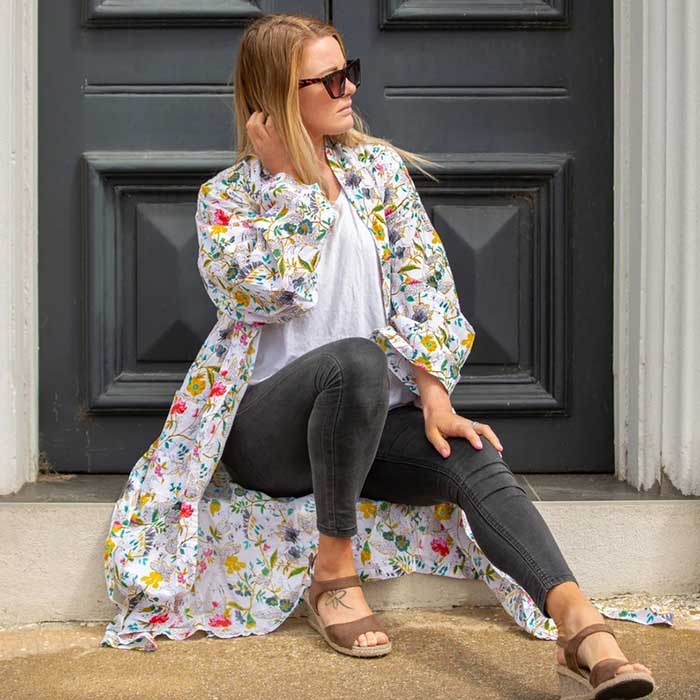 Linen Connections Frida Cotton Kimono Bathrobe Valentines Day Gift Turkish Cardigan Nightwear Dressing Gown Beach Bikini Summer CK142