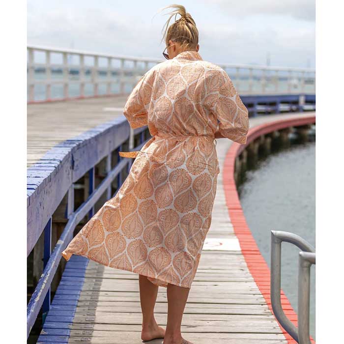 Linen Connections Frida Cotton Kimono Bathrobe Valentines Day Gift Turkish Cardigan Nightwear Dressing Gown Beach Bikini Summer CK146