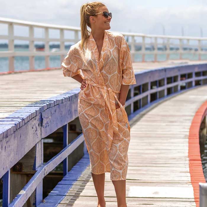 Linen Connections Frida Cotton Kimono Bathrobe Valentines Day Gift Turkish Cardigan Nightwear Dressing Gown Beach Bikini Summer CK146