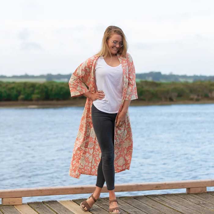 Linen Connections Frida Cotton Kimono Bathrobe Valentines Day Gift Turkish Cardigan Nightwear Dressing Gown Beach Bikini Summer CK147