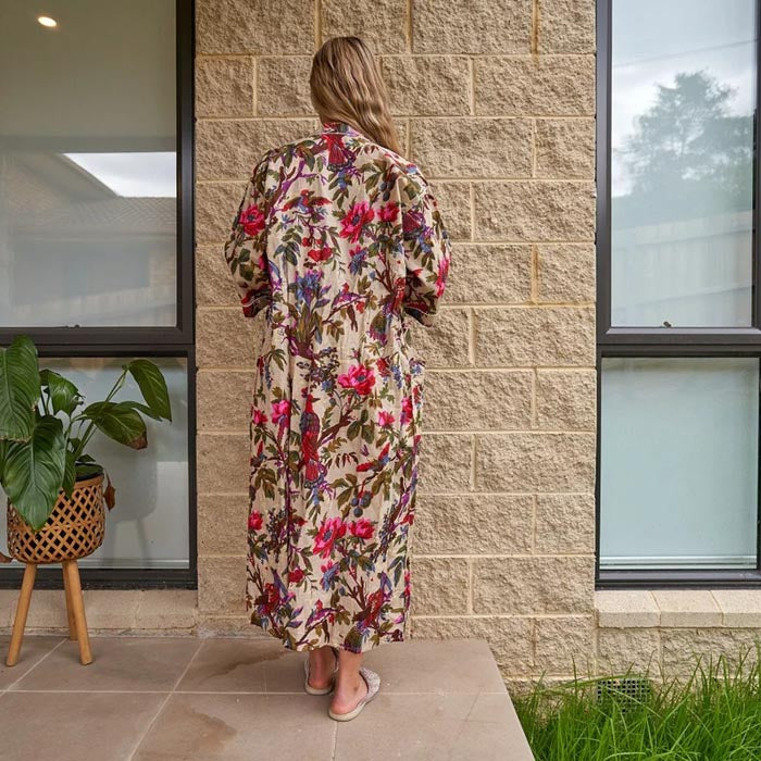Linen Connections Frida Cotton Kimono Bathrobe Valentines Day Gift Turkish Cardigan Nightwear Dressing Gown Beach Bikini Summer CK164