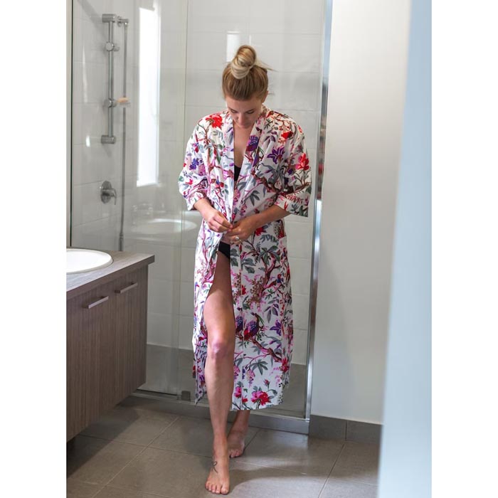 Linen Connections Frida Cotton Kimono Bathrobe Valentines Day Gift Turkish Cardigan Nightwear Dressing Gown Beach Bikini Summer CK177