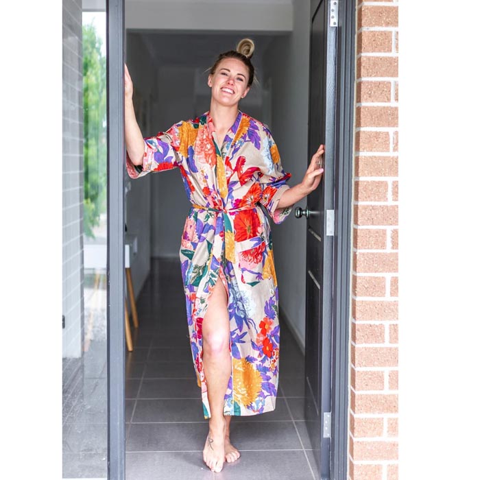 Linen Connections Frida Cotton Kimono Bathrobe Valentines Day Gift Turkish Cardigan Nightwear Dressing Gown Beach Bikini Summer CK196