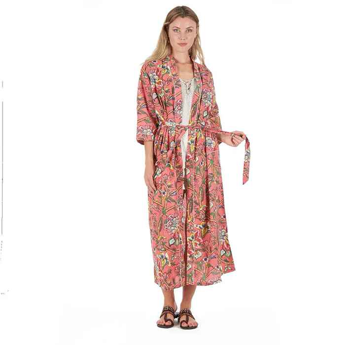 Linen Connections Frida Cotton Kimono Bathrobe Valentines Day Gift Turkish Cardigan Nightwear Dressing Gown Beach Bikini Summer CK36