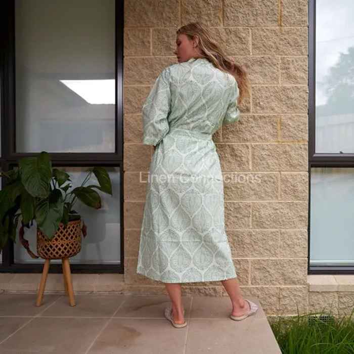 Linen Connections Frida Cotton Kimono Bathrobe Valentines Day Gift Turkish Cardigan Nightwear Dressing Gown Beach Bikini Summer CK62