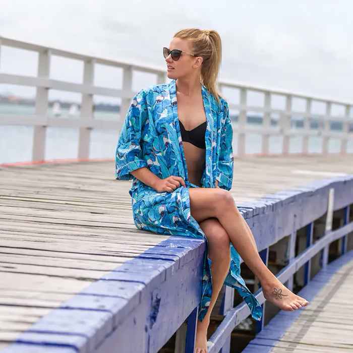 Linen Connections Frida Cotton Kimono Bathrobe Valentines Day Gift Turkish Cardigan Nightwear Dressing Gown Beach Bikini Summer CK71