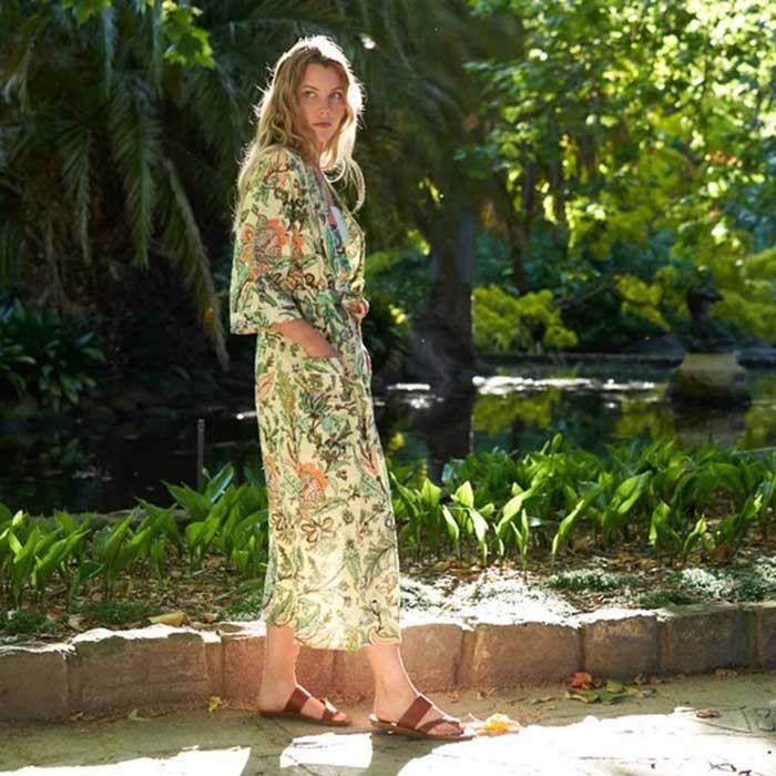 Linen Connections Frida Cotton Kimono Bathrobe Valentines Day Gift Turkish Cardigan Nightwear Dressing Gown Beach Bikini Summer CK95