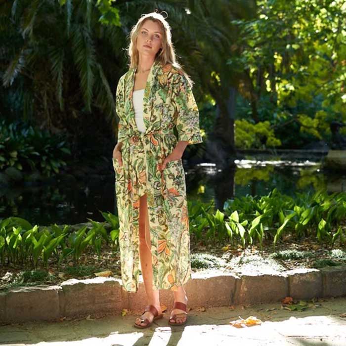 Linen Connections Frida Cotton Kimono Bathrobe Valentines Day Gift Turkish Cardigan Nightwear Dressing Gown Beach Bikini Summer CK95