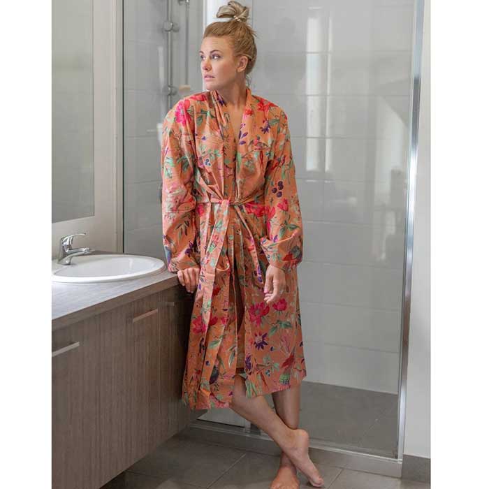 Linen Connections Frida Cotton Kimono Bathrobe Valentines Day Gift Turkish Cardigan Nightwear Dressing Gown Beach Bikini Summer CK99