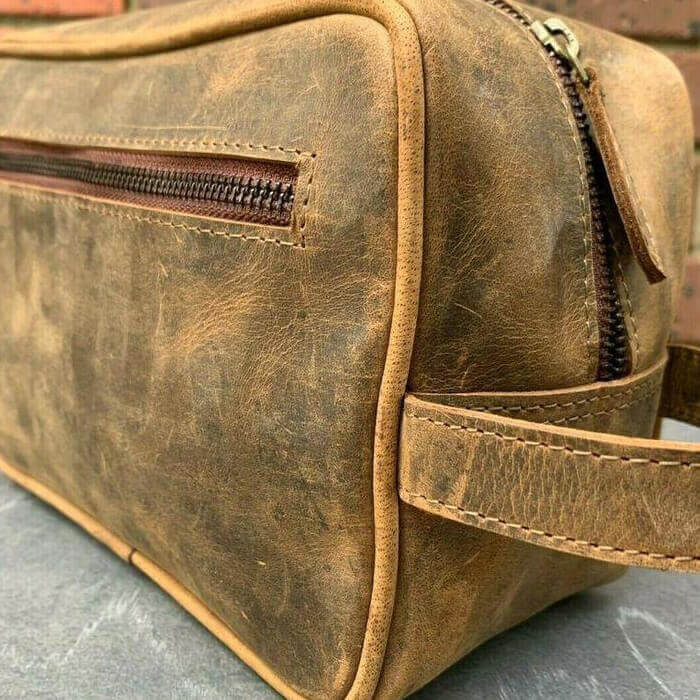 Genuine Vintage Leather Travel Toiletry Bag Organizer Men's Travel Accessories
