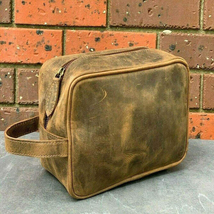 Genuine Vintage Leather Travel Toiletry Bag Organizer Men's Travel Accessories