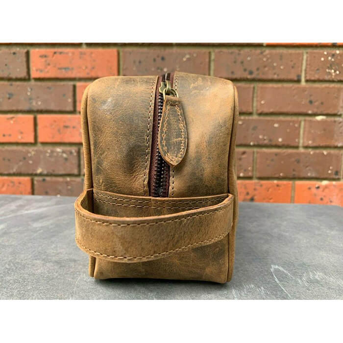 Genuine Vintage Leather Travel Toiletry Bag Organizer Men's Travel Accessories
