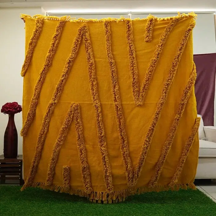 Hand Tufted Home Decor Cotton Throw Blanket Picnic Throw , Sofa Throw Handmade Throw Blanket, Boho Chick Blanket, Bedspread, Quilt, Throw