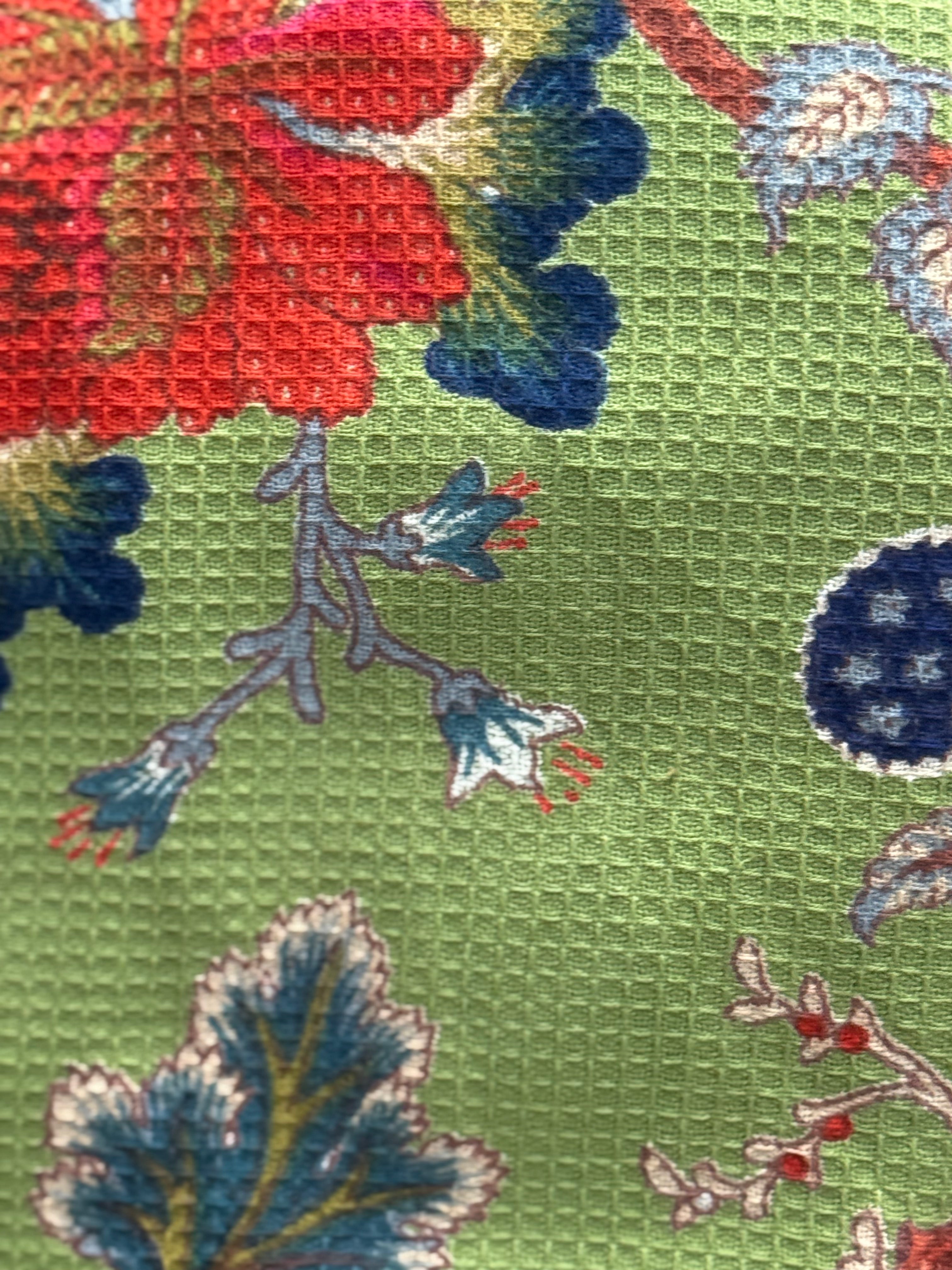 Green Botanical Cotton Kimono Robe for Beach Getaways