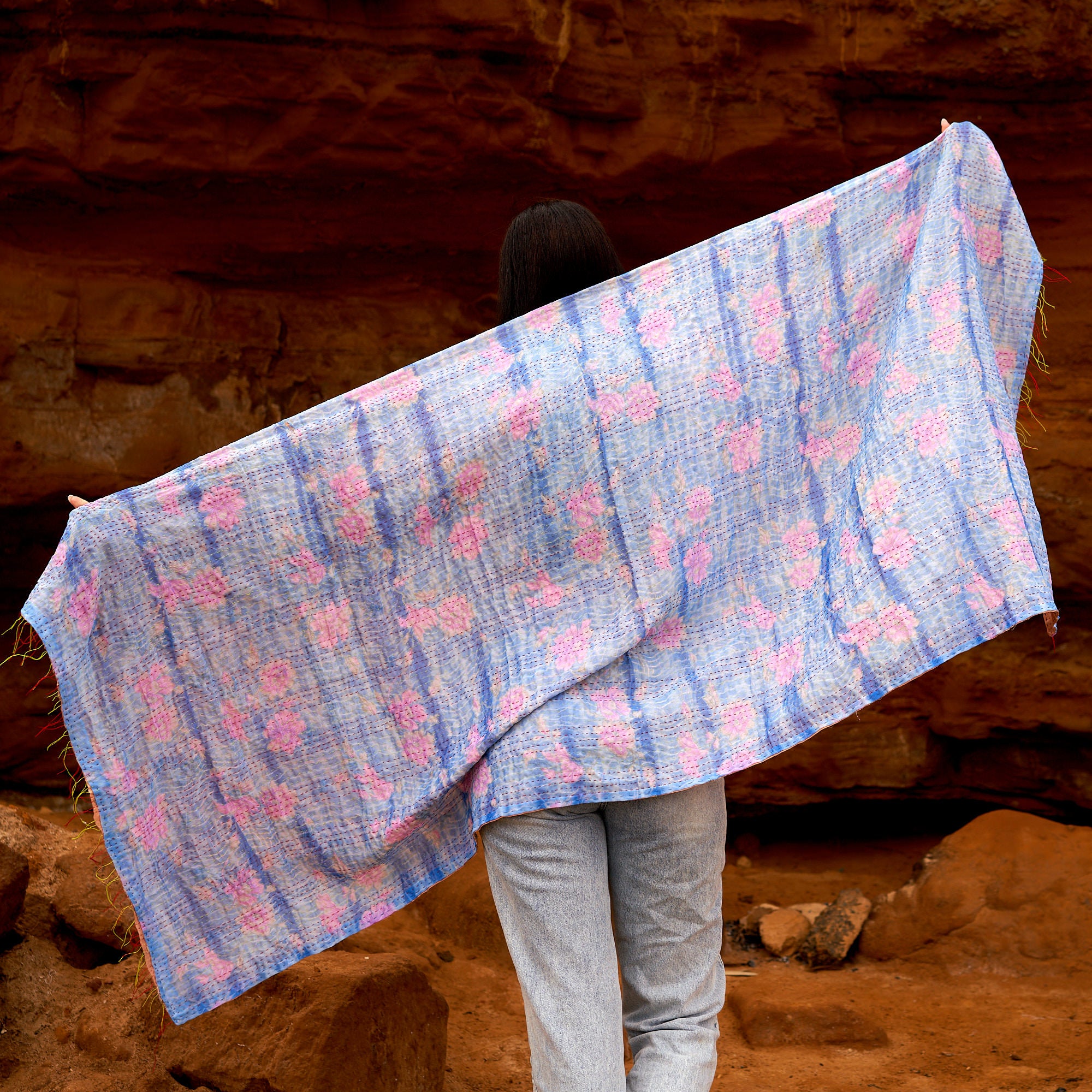 100% Silk Kantha Scarf
