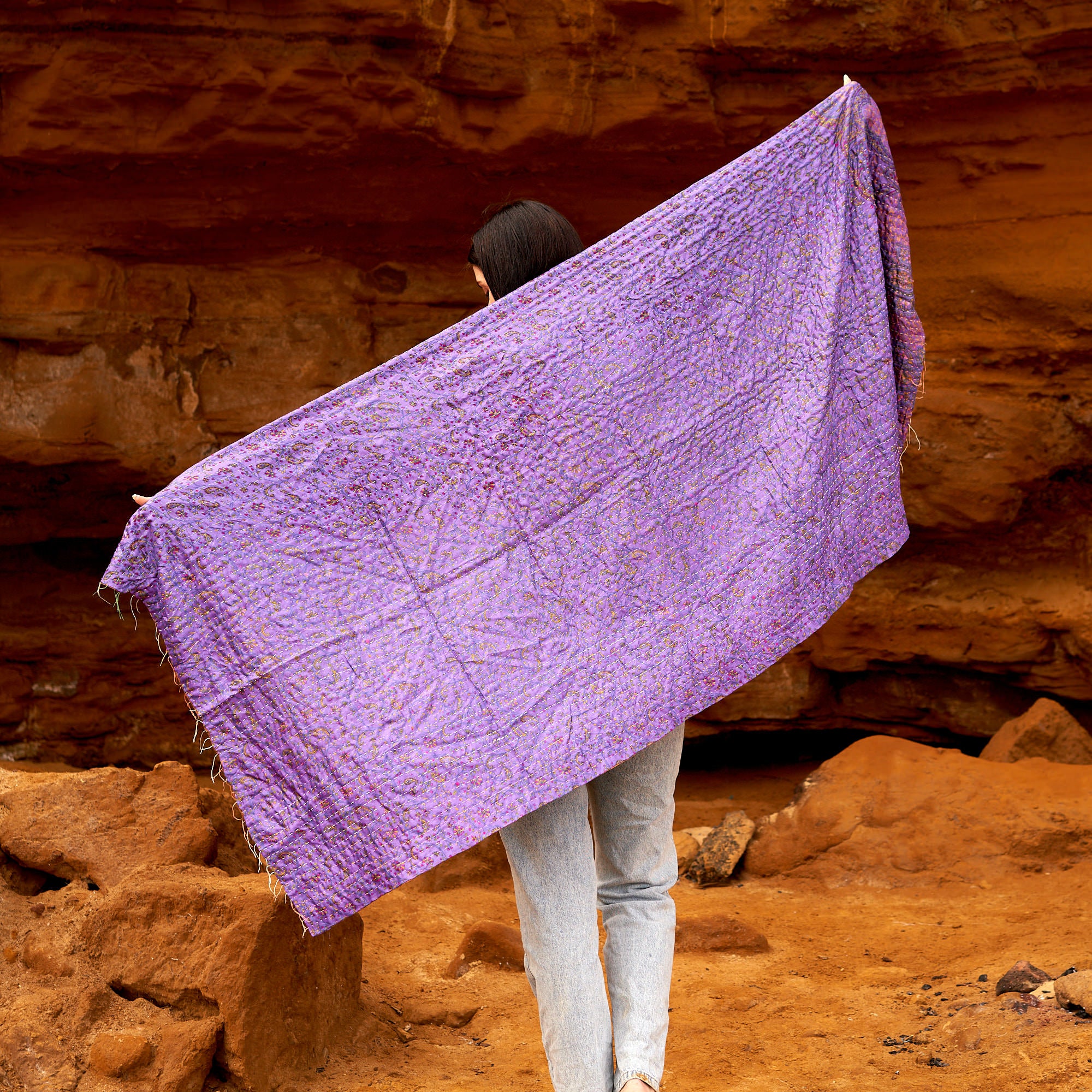 100% Silk Kantha Scarf